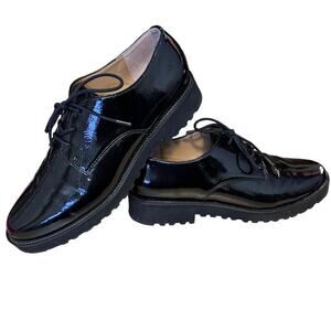 Franco Sarto Conroe Oxfords Chunky‎ Lug Platform | Black Patent | Womens 9.5M